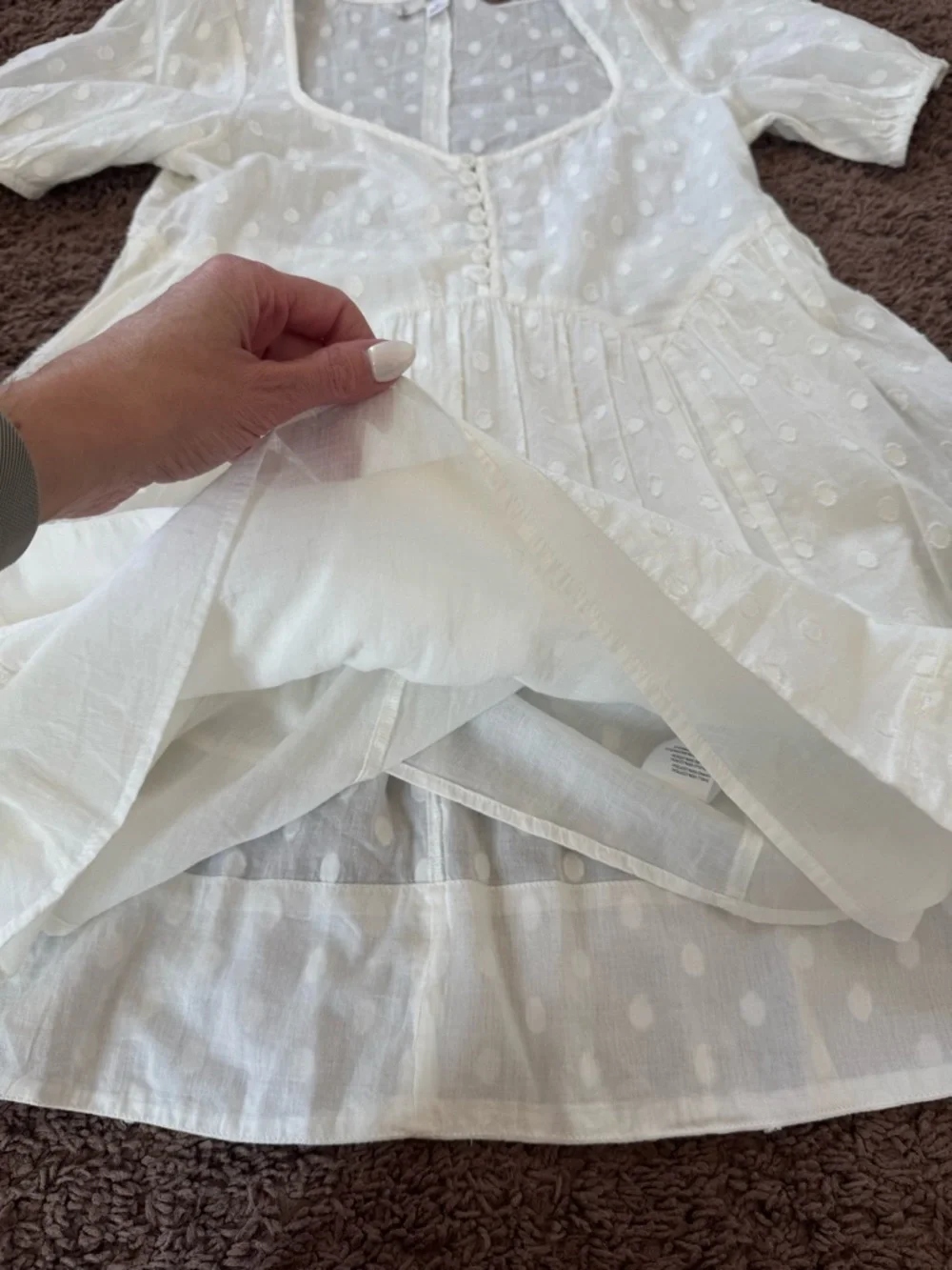Kimchi Blue White Polka Dot Babydoll Mini Dress Puff Sleeve Urban Outfitters S - Picture 8 of 10